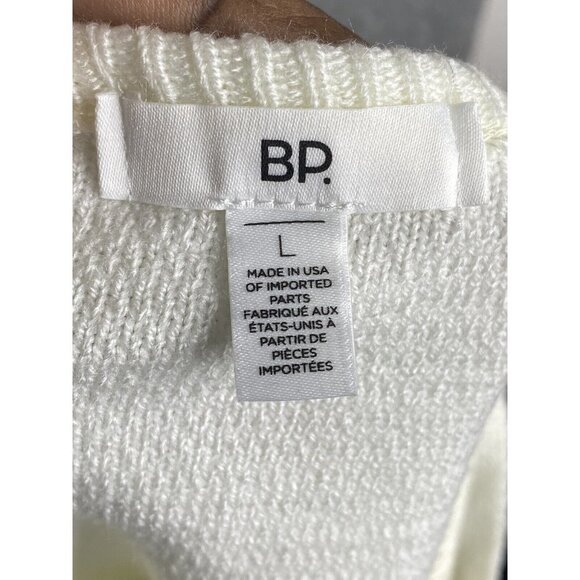 BP Womens Cable Tank Top‎ Ivory Fitted Ribbed Hem Scoop Neck Sleeveless Sz Large - Picture 4 of 5
